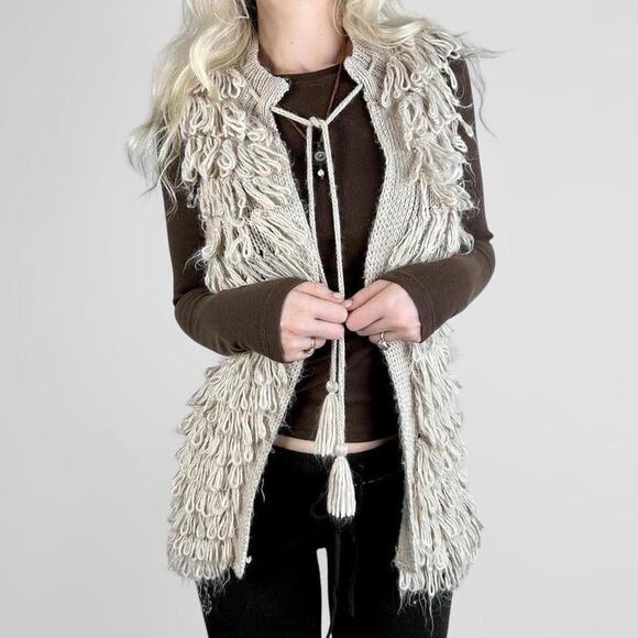 vintage 2000s boho knit vest - Picture 1 of 8